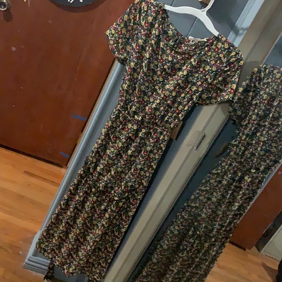 1940s Black & Multicolor Floral Print Midi Dress - Picture 9 of 13